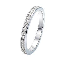 Whoiy Gold Ring Frauen 585 Diamanten 0.01ct Ewigkeit Verlobungsringe Echt 14K Weissgold Ehering für Damen Gr. 49 (15.6) von Whoiy