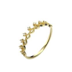 Whoiy Gold Ring Frauen 750, Empfindlich Moissanite Ehering Echt Gelbgold 18K Trauring Verlobungsringe für Damen Gr. 66 (21.0) von Whoiy