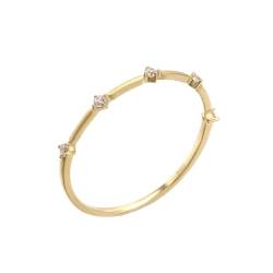 Whoiy Gold Ring Frauen 750 Moissanite Zierlich Verlobungsringe Echt 18K Gelbgold Ehering für Damen Gr. 51 (16.2) von Whoiy