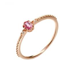 Whoiy Gold Ring Frauen 750 Turmalin Empfindlich Verlobungsringe Echt 18K Rosegold Ehering für Damen Gr. 56 (17.8) von Whoiy