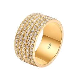 Whoiy Gold Ring Männer 585 Labor Diamanten Runder Schnitt Breit Verlobungsringe Echt 14K Gelbgold Ehering für Herren Gr. 63 (20.1) von Whoiy