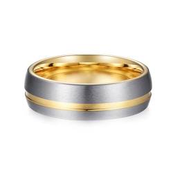Whoiy Gold Ringe Frauen Matt 7MM, Eheringe Freundschaftsringe Rille Wolframcarbid Ring Verlobung für Sie mit Gravur Größe 65 (20.7) von Whoiy