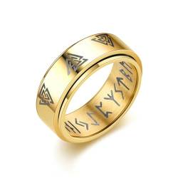 Whoiy Gold Ringe Frauen Spinner 8MM, Ehering Verlobungsring Punk Wikinger Edelstahl Trauringe Hochzeit für Sie Größe 67 (21.3) von Whoiy