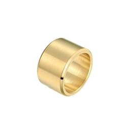 Whoiy Gold Verlobungsring Einfach Matt, Männer Eheringe Hochzeit 15MM Breit Edelstahl Ringe mit Gravur Größe 54 (17.2) von Whoiy