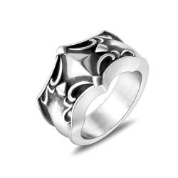 Whoiy Gothic Ringe Herren Silber, Titanringe Eheringe Punk Edelstahl Jahrestagsring mit Personalisiert Gravur für Ihn Größe 54 (17.2) von Whoiy