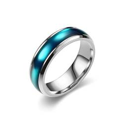 Whoiy Herren Ringe Gravur Personalisiert Emaille 6MM Freundschaftsringe Modern, Edelstahl Poliert Modeschmuck Ring Blau Größe 52 (16.6) von Whoiy