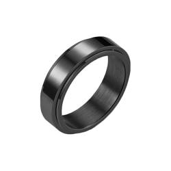 Whoiy Herren Ringe Gravur Personalisiert Spinner 6MM Eheringe Verlobung, Edelstahl Poliert Trauringe Verlobungsringe Partnerringe Schwarz Größe 57 (18.1) von Whoiy