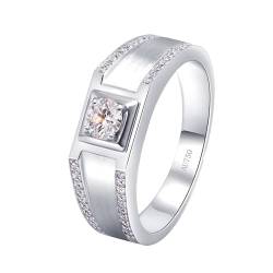 Whoiy Herren Verlobungsring Gold 585, Echtgold Eheringe 0.5ct Moissanit Runder Schnitt Solitär Hochzeit Trauringe Echt Weißgold 14K Ringe für Männer Größe 60 (19.1) von Whoiy