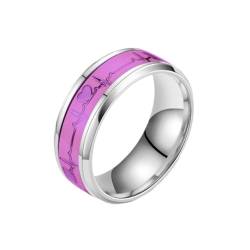 Whoiy Herzschlag Ringe Frauen Silber 8MM, Ausgefallene Eheringe Leuchtend Edelstahl Verlobungsring Ehering mit Personalisiert Gravur für Sie Größe 54 (17.2) von Whoiy