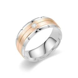 Whoiy Hochzeit-Ring Rosevergoldet mit Zirkonia für Ihn, Edelstahl 8MM Matt Ring Verlobung Männer mit Gravur Größe 60 (19.1) von Whoiy