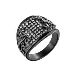 Whoiy Hochzeit Ring Schwarz mit Zirkonia für Ihn, Edelstahl Breit Verlobungsring Ehering Herren mit Gravur Größe 60 (19.1) von Whoiy