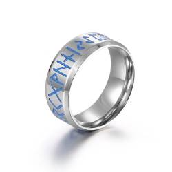 Whoiy Hochzeit-Ring Silber Gothic Poliert für Ihn, Edelstahl 8MM Wikinger Partnerringe Eheringe Verlobungsringe Männer mit Gravur Größe 65 (20.7) von Whoiy