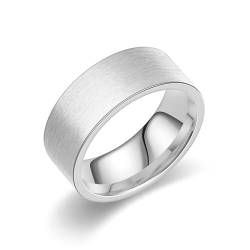 Whoiy Jahrestagsring Frauen 8MM mit Personalisiert Gravur, Silber Ringe Matt Edelstahl Ringe Verlobung Schlicht Band für Sie Größe 62 (19.7) von Whoiy