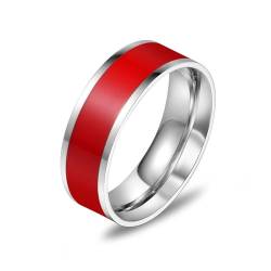 Whoiy Jahrestagsring Herren 7MM mit Personalisiert Gravur, Rot Ringe Emaille Edelstahl Ringe Verlobungsring für Ihn Größe 57 (18.1) von Whoiy