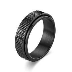 Whoiy Jahrestagsring Unisex 6MM mit Personalisiert Gravur, Schwarz Ringe Spinner Edelstahl Ring Verlobung für Größe 60 (19.1) von Whoiy
