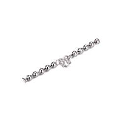 Whoiy Kugelkette Versilbert für Damen, Silber Halskette Frauen Breit 5MM Gothic Hip Hop Ketten Edelstahlkette Halskette von Whoiy