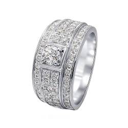 Whoiy Männer Hochzeitsringe Weisgold, Echt Gold Verlobungsring 18K Breit Eheringe Trauringe 750 Herrenring 0.2ct Labor Diamant Größe 61 (19.4) von Whoiy