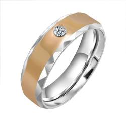 Whoiy Männer Ringe Gravur Personalisiert Poliert 6.8MM Freundschaftsring, Edelstahl Zweifarbig Partnerringe Freundschaftsringe Silber Gold mit Zirkonia Größe 54 (17.2) von Whoiy