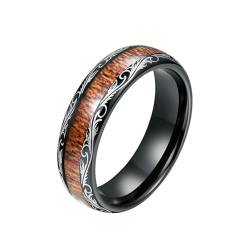 Whoiy Männer Ringe Gravur Personalisiert Poliert 6MM Verlobungsringe, Wolframcarbid Holz Hochzeit-Ring Schwarz für Ihn Größe 57 (18.1) von Whoiy