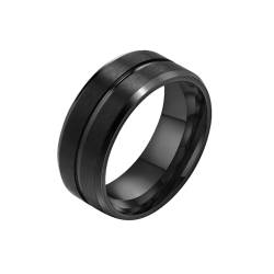 Whoiy Männer Ringe Mittelrille Edelstahl, Schwarz Hochzeit-Ring Matt Ring Hochzeitstag 8MM Personalisiert Gravur für Ihn Größe 65 (20.7) von Whoiy