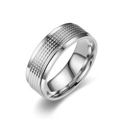 Whoiy Männer Ringe Poliert Edelstahl, Silber Ausgefallene Eheringe Trauringe Hochzeit 8MM Personalisiert Gravur für Ihn Größe 54 (17.2) von Whoiy