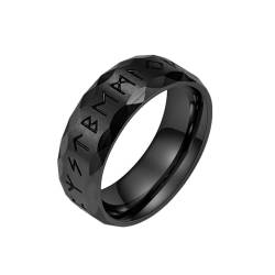 Whoiy Männer Ringe Wikinger Edelstahl, Schwarz Verlobungs Ringe Hip Hop Ehering Verlobungsring 8MM Personalisiert Gravur für Ihn Größe 62 (19.7) von Whoiy