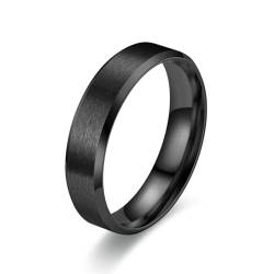 Whoiy Matt Ringe Männer Schwarz 6MM, Bandringe Schlicht Band Edelstahl Wedding Band Ring mit Personalisiert Gravur für Ihn Größe 60 (19.1) von Whoiy