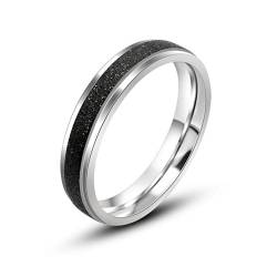 Whoiy Matt Ringe Männer Silber Schwarz 4MM, Eheringe Verlobung Zweifarbig Edelstahl Ring Hochzeit mit Personalisiert Gravur für Ihn Größe 57 (18.1) von Whoiy