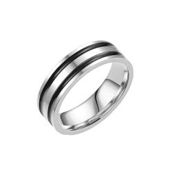 Whoiy Mode Ring Herren 6MM mit Personalisiert Gravur, Silber Ringe Schwarz Emanel Edelstahl Ring Schmuck Verlobung Poliert für Ihn Größe 52 (16.6) von Whoiy