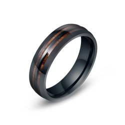 Whoiy Mode Ring Schwarz Holzeinlage für Ihn, Edelstahl 6MM Poliert Verlobungs Ringe Herren mit Gravur Größe 62 (19.7) von Whoiy