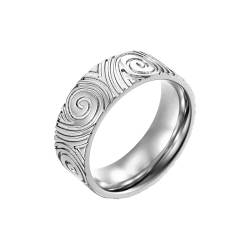 Whoiy Retro Ringe Herren Silber 8MM, Verlobungsring Und Ehering Edelstahl Ehering mit Personalisiert Gravur für Ihn Größe 67 (21.3) von Whoiy