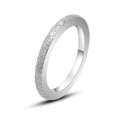 Whoiy Ring Verlobungsring Silber, Edelstahl 2MM Sandstrahl Glitzer Ausgefallene Verlobungsringe Frauen mit Gravur Größe 52 (16.6) von Whoiy