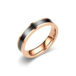 Whoiy Ringe Verlobung Rosevergoldet mit Gravur, Edelstahl Ringe Emaille Bandringe 4MM für Unisex Größe 62 (19.7) von Whoiy