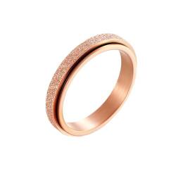 Whoiy Rose Vergoldet Ring Hochzeitstag Sandstrahl Glitzer, Frauen Versprechensring 4MM Spinner Edelstahl Ringe mit Gravur Größe 60 (19.1) von Whoiy