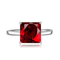 Whoiy Rote Ringe Damen, Eheringe mit Stein Verstellbare Ringe für Frauen Mädchen Quadratschliff Zirkonia Rot von Whoiy