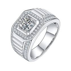 Whoiy S925 Sterling Silber Herren Ring mit Brillant Zirkonia, Verlobungs Ehering für Männer Trauringe für Party Schmuck für Männer Zeitloses Design Silber Gr.67 (21.3) von Whoiy