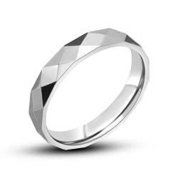 Whoiy Silber Ring Verlobung Poliert, Männer Eheringe Freundschaftsringe Ringe 4.5MM Schlicht Band Edelstahl Ringe mit Gravur Größe 52 (16.6) von Whoiy