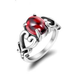 Whoiy Silber Ringe Herren Herz mit Roter Stein, Wedding Bands Rings Edelstahl Ehebandring für Ihn mit Gravur Größe 60 (19.1) von Whoiy