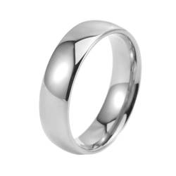 Whoiy Silber Ringe Verlobungsringe mit Gravur, 6MM Wolframcarbid Personalisiert Ringe Einfache Kuppel Poliert Eheringe für Herren Größe 57 (18.1) von Whoiy