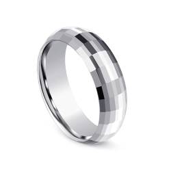 Whoiy Silber Verlobungs Ring Poliert, Frauen Eheringe Hochzeit 6MM Wolframcarbid Ringe mit Gravur Größe 57 (18.1) von Whoiy