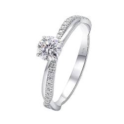 Whoiy Trauringe Gold 585, 0.5ct Moissanite Verlobungs Eheringe Damen Elegant Echt 14 Karat Weissgold Hochzeitsringe für Frauen Größe 58 (18.5) von Whoiy