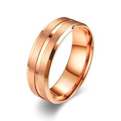 Whoiy Trauringe Hochzeit Rose Vergoldet mit Gravur, Edelstahl Ringe Matt Schlicht Band Eheringe Verlobungsring 8MM für Herren Größe 65 (20.7) von Whoiy