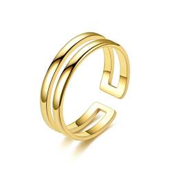 Whoiy Trauringe Verlobungsringe Partnerringe Vergoldet Verstellbar, Edelstahl 6MM Hohler Ring Hochzeitsringe Trauringe Eheringe Frauen Größe 57 (18.1) von Whoiy