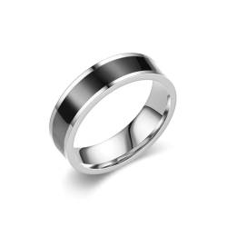 Whoiy Unisex Ringe Emaille Edelstahl, Silber Trauringe Hochzeit Ehebandring 6MM Personalisiert Gravur für Größe 57 (18.1) von Whoiy