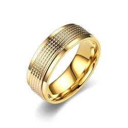 Whoiy Vergoldet Ausgefallene Verlobungsringe Poliert, Männer Wedding Bands Rings 8MM Edelstahl Ringe mit Gravur Größe 54 (17.2) von Whoiy
