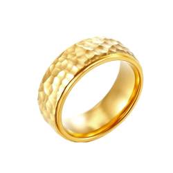 Whoiy Verlobungsring Ring Herren 8MM mit Personalisiert Gravur, Gold Ringe Poliert Edelstahl Eheringe Verlobungsringe für Ihn Größe 57 (18.1) von Whoiy