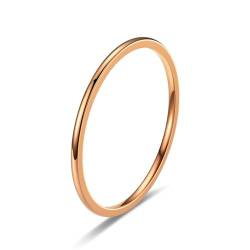 Whoiy Verlobungsringe Eheringe Rosevergoldet Poliert, Edelstahl 1MM Dünn Hochzeit Ring Unisex Größe 62 (19.7) von Whoiy