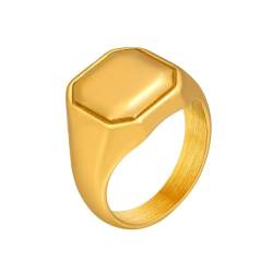 Whoiy Verlobungsringe Männer mit Personalisiert Gravur, Gold Ringe Poliert Edelstahl Eheringe Modern für Ihn Größe 52 (16.6) von Whoiy