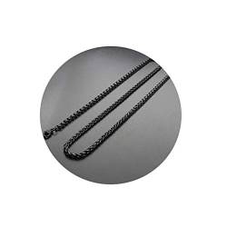 Whoiy Weizenkette Edelstahl für Herren, Schwarz Männer Kette Breit 4MM Glänzend Ketten Ohne Anhänger Freundschaftsketten Halskette von Whoiy