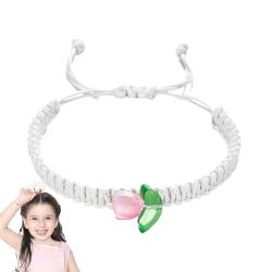 Whrcy Geflochtene Armbänder mit Tulpenblume, Armband,Tulpen-String-Armbänder | Verstellbares Bohemian-Armband mit Perlen für Teenager-Mädchen von Whrcy